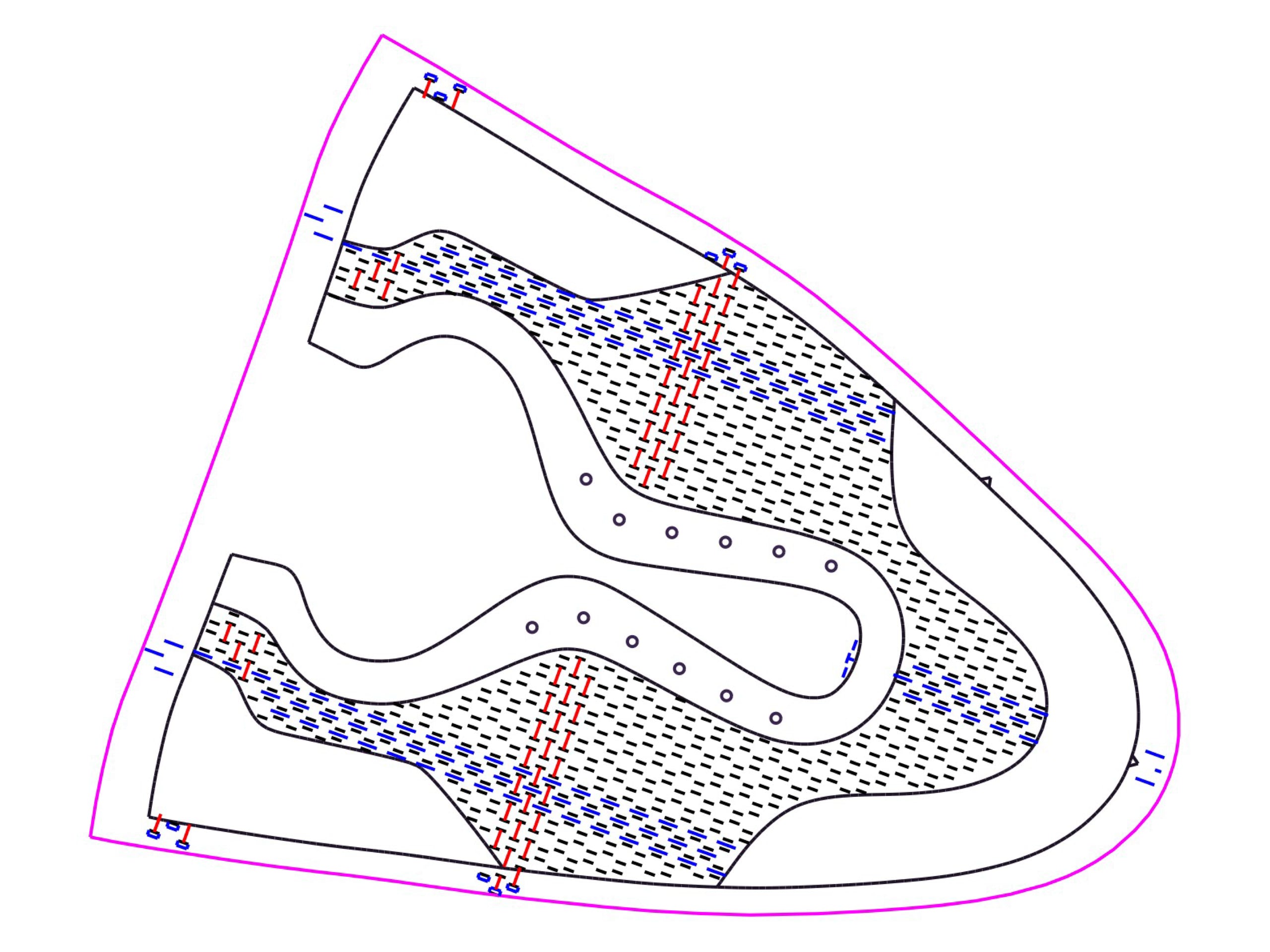 UPPER CAD DRAWN AND CUT WITH LASER OR BLADE CUT